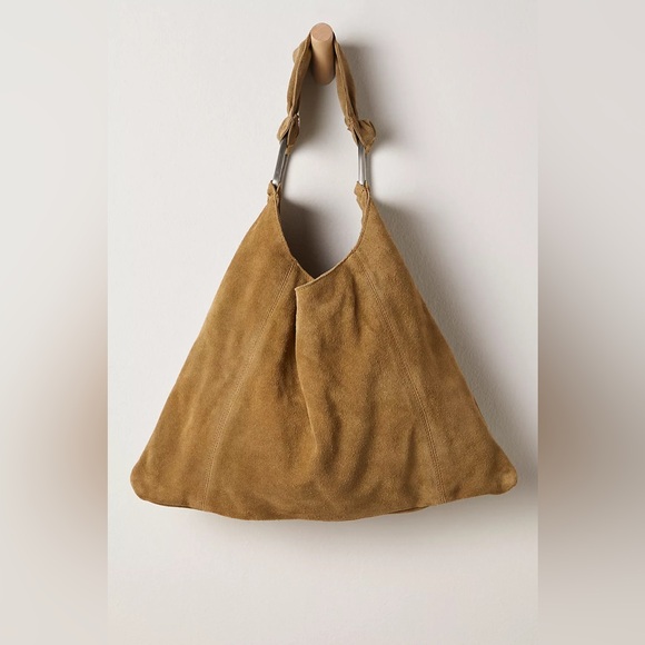 NWT FREE PEOPLE Bobbi Slouch Suede Tote | Sand MSRP $98 - Picture 5 of 11